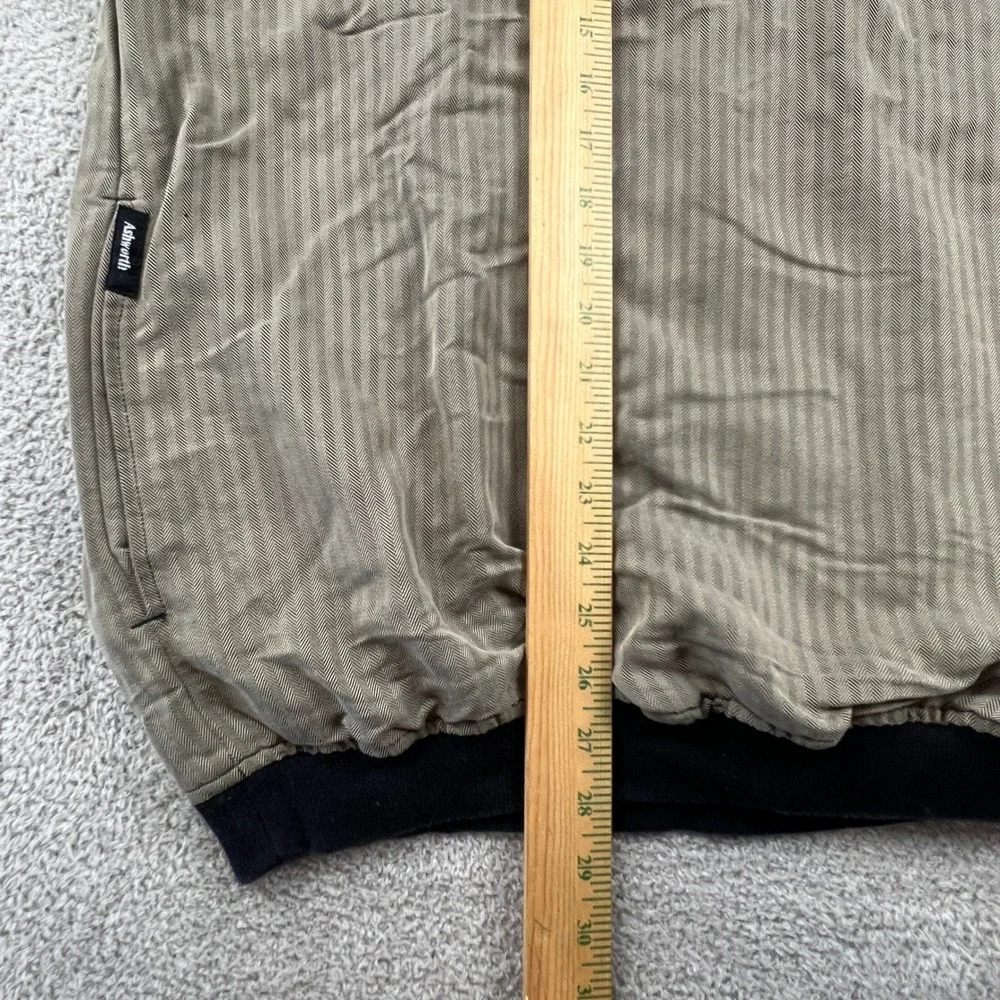 Ashworth Men's V-Neck XL Pullover Olive Herringbone Golf Windshirt Skater‎
